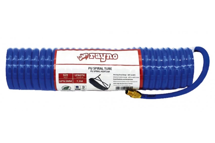 RAYNO 12x8 mm PU SPİRAL HAVA HORTUMU 7.5 mt