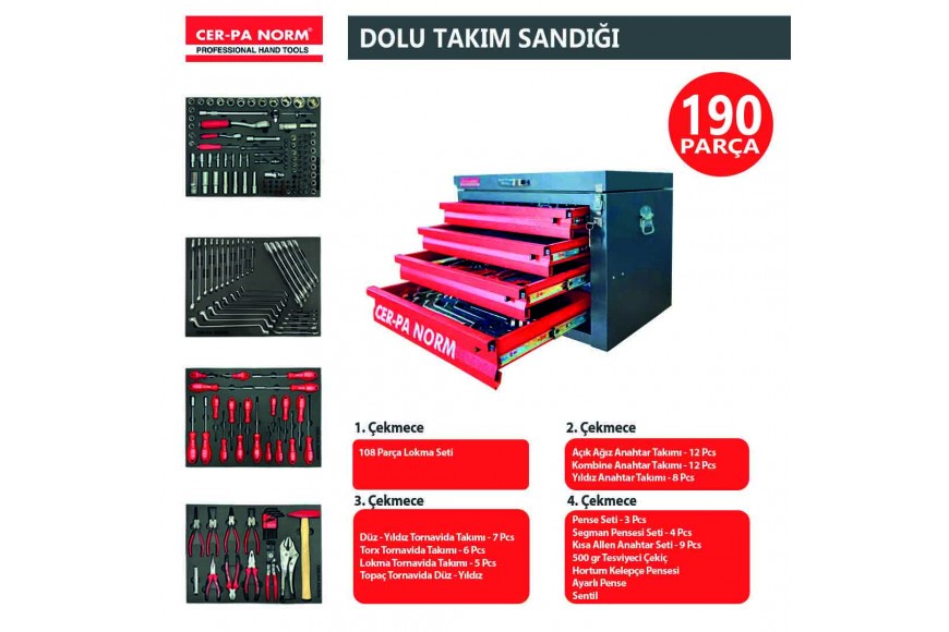 190 PARÇA DOLU TAKIM SANDIĞI